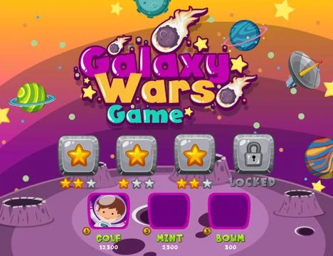 Screen template for computer game with planet surface Illustrazione stock