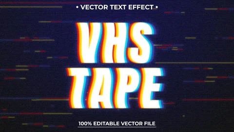 Screen Text Effect, Retro VHS Glitch Typography, Vintage Old TV Display Noi.. Illustrazione stock