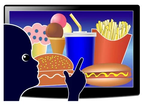 Screen Time affects Junk Food Consumption Illustrazione stock