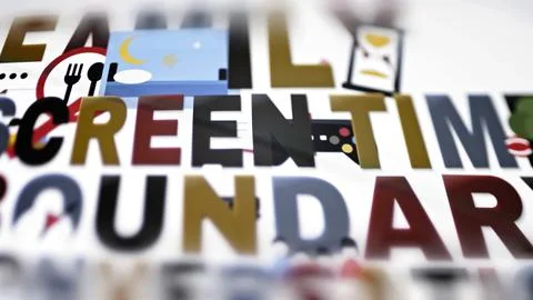 Screen time boundary lettering with bedtime icon Illustrazione stock