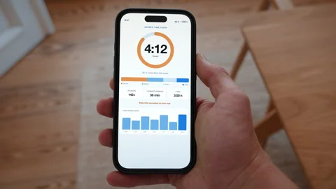 Screen time limit exceeded dashboard, finding a healthier digital balance Stock Footage 344913258