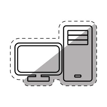 Screen tower computer equipment thin line Illustrazione stock