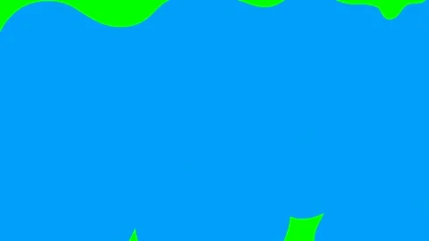 A screen transition with water or blue liquid in a childish style on a green Stock Footage 318171367