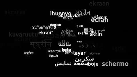 Screen Translated in 59 Worldwide Languages Endless Looping 3d Zooming Wordcl Video stock 145214150