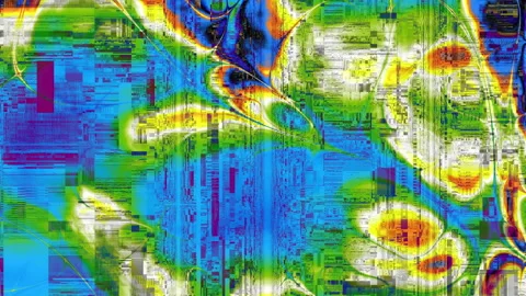 The screen of TV or computer having glitch and colorful noises while working Stock Footage 337143719