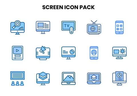 Screen Two Colour Bundle Icons Pack Illustration