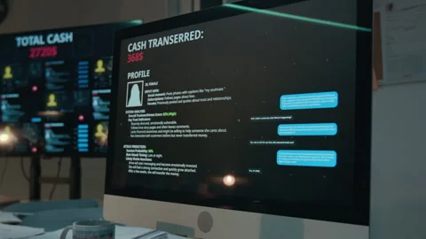 Screen with Victim Profile and Chat with Fraudster in Scam Call Center Stock Footage 310269374