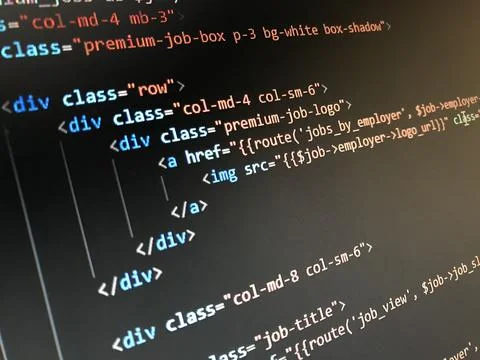 Screen view of PHP code written in editor Stock Photos