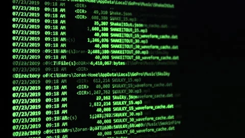 A screen of virus code erasing a directory file data on server computer. The  Stock Footage 157660611