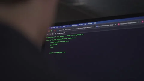 The Screen of a Web Developer as He Writes Code Stock Footage 208785292