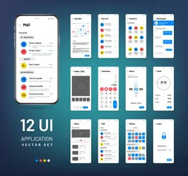 Screen wireframes. Mobile interface app wireframe kit. Ui vector templates Stock-Illustration