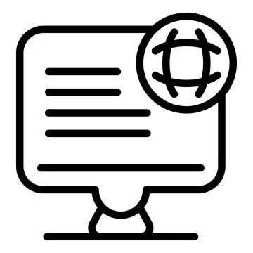Screen working icon, outline style Stock Illustration