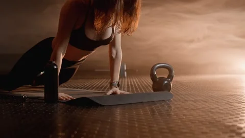 On the screen, you will see an athletic beauty working on her fitness in the gym Stock Footage 270556218