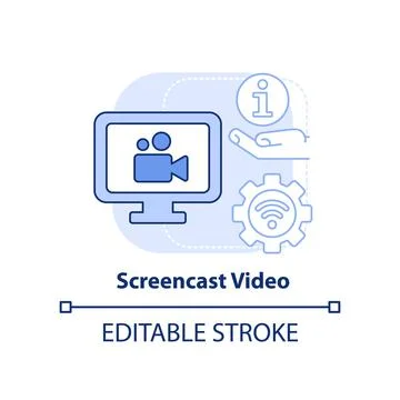 Screencast video light blue concept icon Stock Illustration