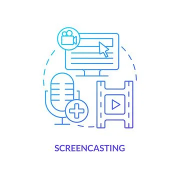 Screencasting blue gradient concept icon Stock Illustration