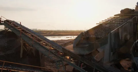 Screening and washing in open-pit mining. Crushing screening plant. Rocks and Stock Footage 289204663