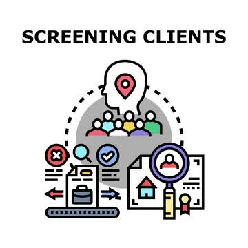Screening clients process for business vetting applications Stock Illustration