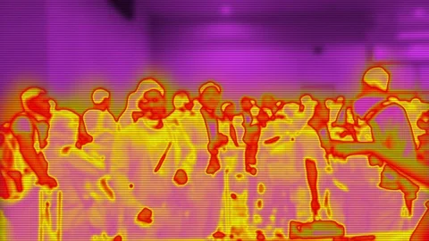 Screening infected passengers by thermographic, camera in airports. Wuhan Stock Footage 123840705