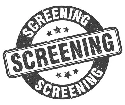 Screening stamp. screening label. round grunge sign Stock Illustration