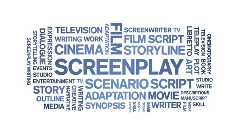 Screenplay animated word cloud,animation text kinetic typography seamless loop. Stock-Footage 248971165
