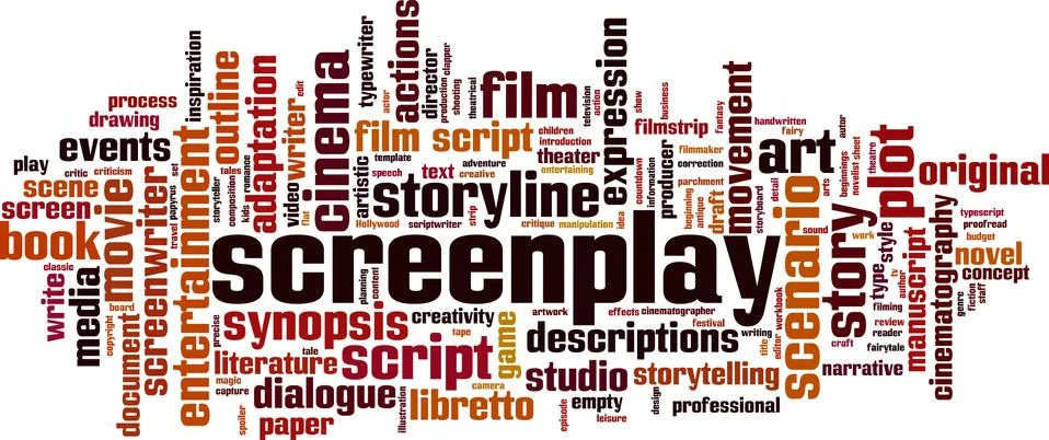 Screenplay word cloud Stock Illustration