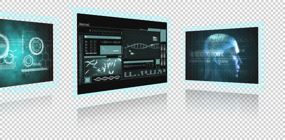 Screens with blue interface 库存插图