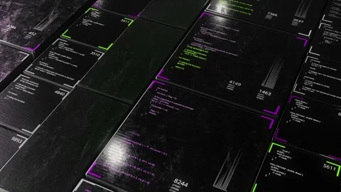 Screens of hacker code programming process. Animation. Concept of digital Stock Footage 146194961