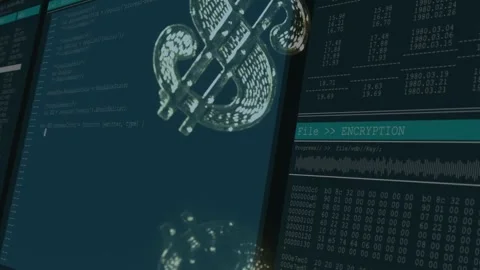 Screens waking causing 3D metal symbol rotating then dropping, chain settling, Stock Footage 328656674
