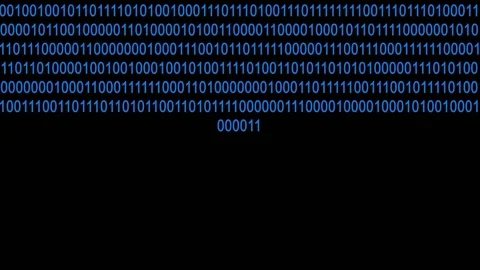 Screensaver With Binary Data Code Typing On A Monitor, Blue Colored Numbers Video stock 139107704