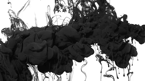 Screensaver. Black cloud of ink on a white background Stock Footage 160968267