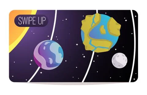 Screensaver for computer game with space planets cartoon vector illustration. Stock-Illustration