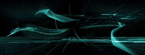 Screensaver effect with 3d dark green curves decoration Stock Footage 320517527