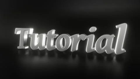 Screensaver for a video with the text Tutorial. Metal letters on a black glos Stock Illustration