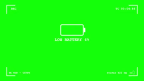 A screenshot of black screen with the text ' battery and background white that Stock-Footage 346144207