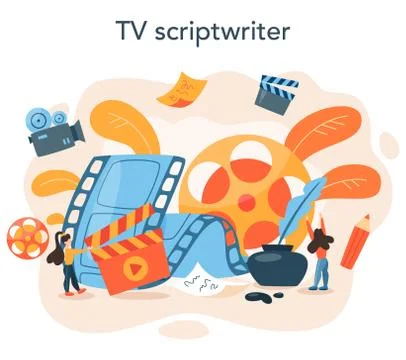 Screenwriter concept. Person create a screenplay for movie. Stock Illustration