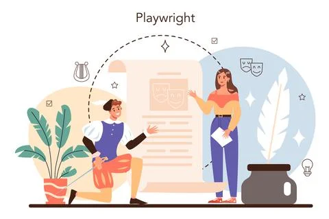 Screenwriter concept. Playwright create a screenplay for movie. Stock Illustration