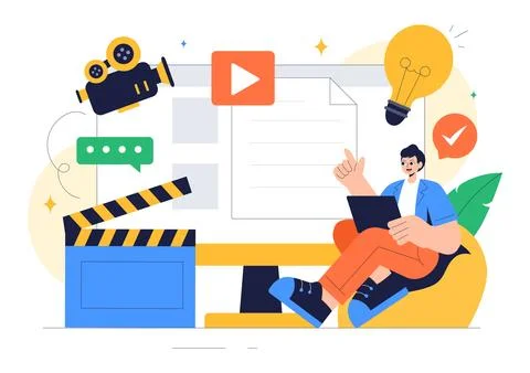 Screenwriter Vector Illustration featuring a Professional Writer and Copywr.. Ilustración de archivo