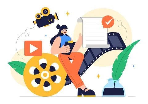 Screenwriter Vector Illustration featuring a Professional Writer and Copywr.. Ilustración de archivo