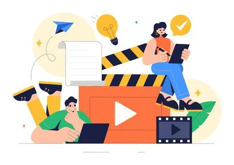 Screenwriter Vector Illustration featuring a Professional Writer and Copywr.. Ilustración de archivo