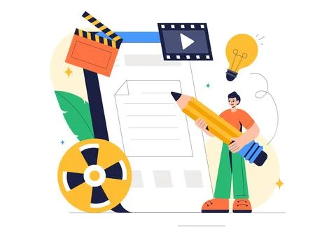 Screenwriter Vector Illustration featuring a Professional Writer and Copywr.. Ilustración de archivo