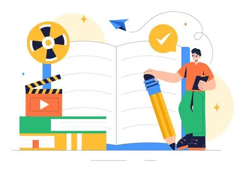 Screenwriter Vector Illustration featuring a Professional Writer and Copywr.. Ilustración de archivo