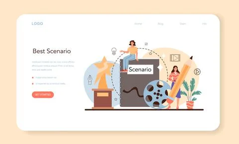 Screenwriter web banner or landing page. Playwright create a screenplay Stock Illustration