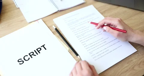 Screenwriter writes new script for theater and play Stock Footage 233319070