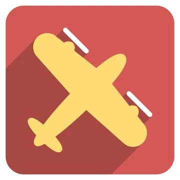 Screw Aeroplane Flat Rounded Square Icon with Long Shadow Illustrazione stock