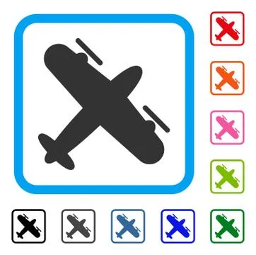 Screw Aeroplane Framed Icon Stock Illustration