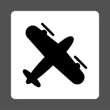 Screw Aeroplane Rounded Square Button Stock Illustration