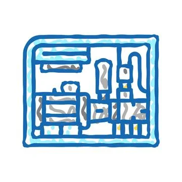 Screw air compressor icon doodle illustration Ilustração Stock