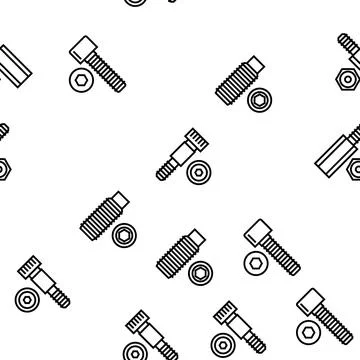 Screw And Bolt Building Accessory Vector Seamless Pattern Stock Illustration