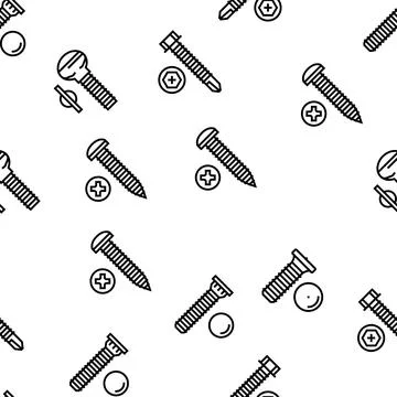Screw And Bolt Building Accessory Vector Seamless Pattern Stock Illustration