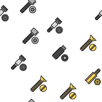 Screw And Bolt Building Accessory Vector Seamless Pattern Stock Illustration